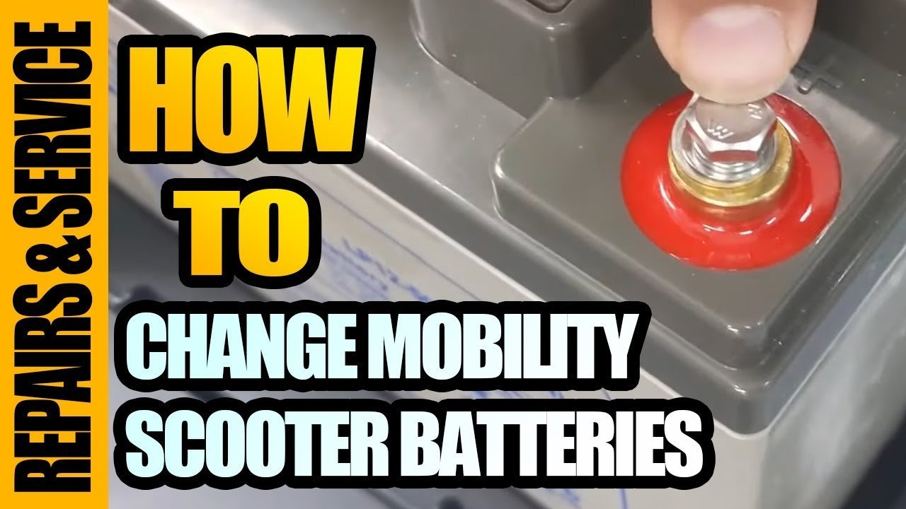 A mobility scooter undergoing battery maintenance in a bright and organized garage space.