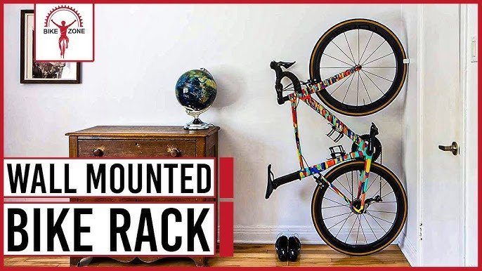 Essential tools for a bike rack installation laid out on a clean workbench.