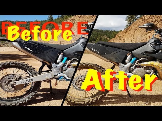 A perfectly installed dirt bike seat cover showing a taut and smooth finish.