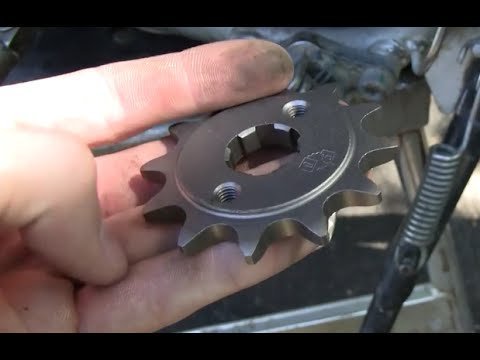 Clean and undamaged countershaft splines on a dirt bike engine.