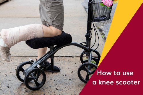 A person adjusting their knee scooter for a comfortable and safe riding position.